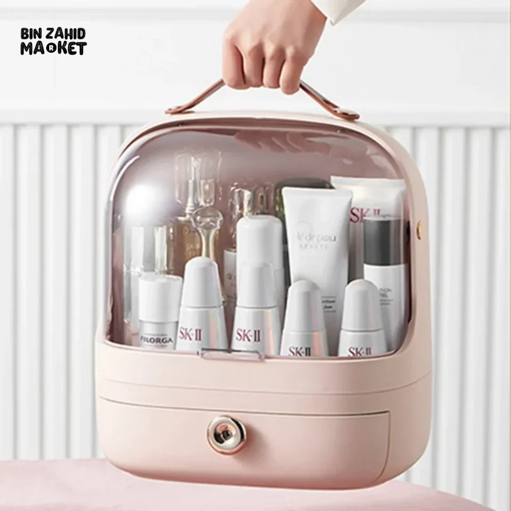 DUST-PROOF MAKEUP ORGANIZER – WITH LID & DRAWERS FOR BATHROOM OR DESKTOP - Image 7