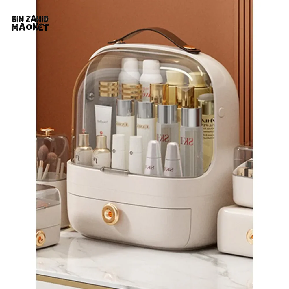 DUST-PROOF MAKEUP ORGANIZER – WITH LID & DRAWERS FOR BATHROOM OR DESKTOP - Image 8