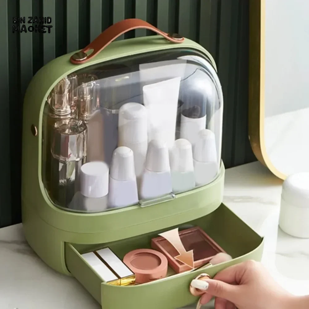 DUST-PROOF MAKEUP ORGANIZER – WITH LID & DRAWERS FOR BATHROOM OR DESKTOP - Image 9