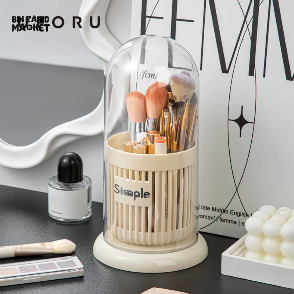 DUSTPROOF COSMETIC ORGANIZER – BRUSH STORAGE BUCKET WITH CLEAR LID - Image 3