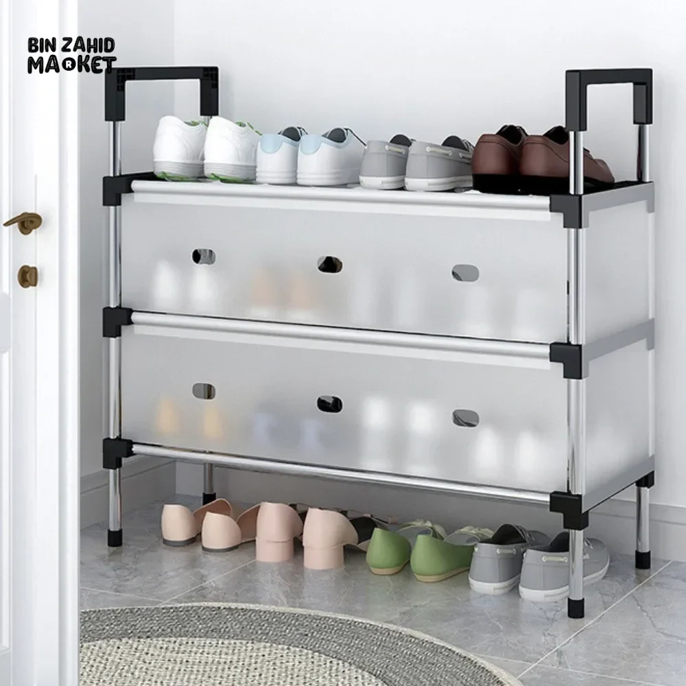 DUSTPROOF SHOE ORGANIZER RACK HEAVY DUTY STORAGE STAND FOR SHOES HEELS TOYS & MORE – HALLWAY DORM & GARAGE - 4 LAYER - Image 11