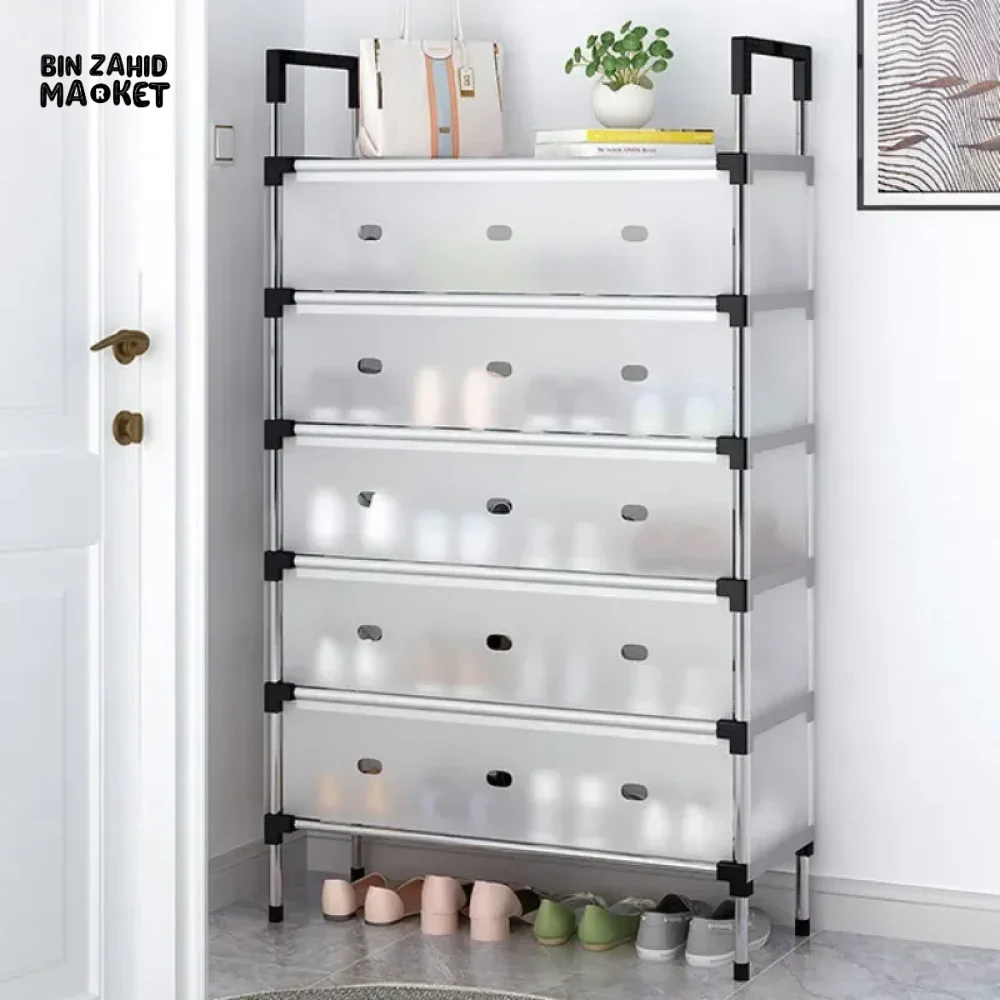 DUSTPROOF SHOE ORGANIZER RACK HEAVY DUTY STORAGE STAND FOR SHOES HEELS TOYS & MORE – HALLWAY DORM & GARAGE - 4 LAYER - Image 4