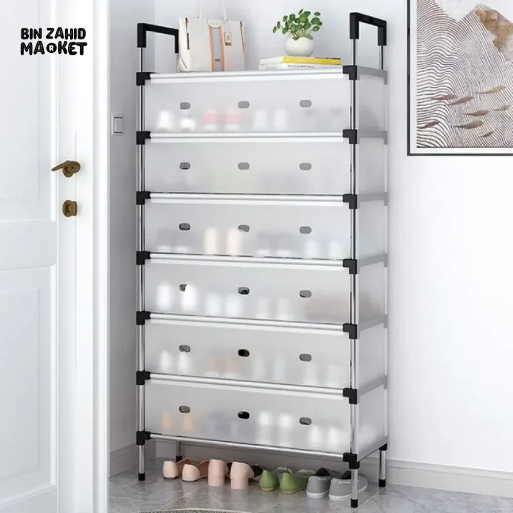 DUSTPROOF SHOE ORGANIZER RACK HEAVY DUTY STORAGE STAND FOR SHOES HEELS TOYS & MORE – HALLWAY DORM & GARAGE - 4 LAYER - Image 5