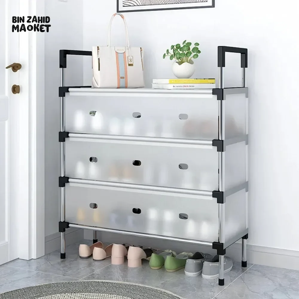 DUSTPROOF SHOE ORGANIZER RACK HEAVY DUTY STORAGE STAND FOR SHOES HEELS TOYS & MORE – HALLWAY DORM & GARAGE - 4 LAYER - Image 8