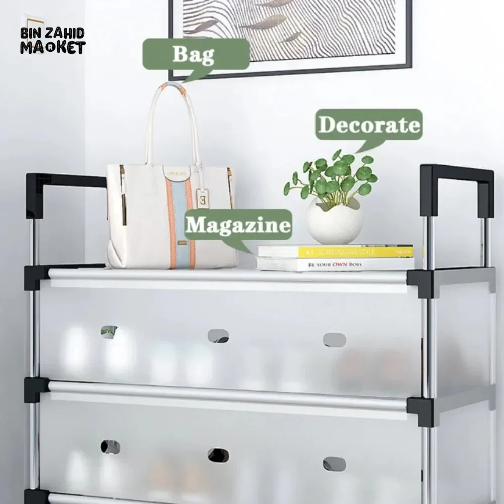 DUSTPROOF SHOE ORGANIZER RACK HEAVY DUTY STORAGE STAND FOR SHOES HEELS TOYS & MORE – HALLWAY DORM & GARAGE - 7 LAYER - Image 6