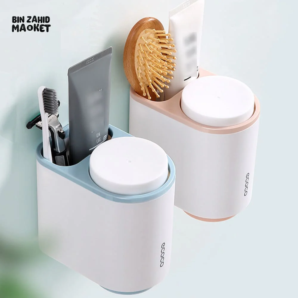 ECOCO AUTOMATIC TOOTHPASTE DISPENSER WITH TOOTHBRUSH HOLDER – MODERN BATHROOM ACCESSORY - Image 3