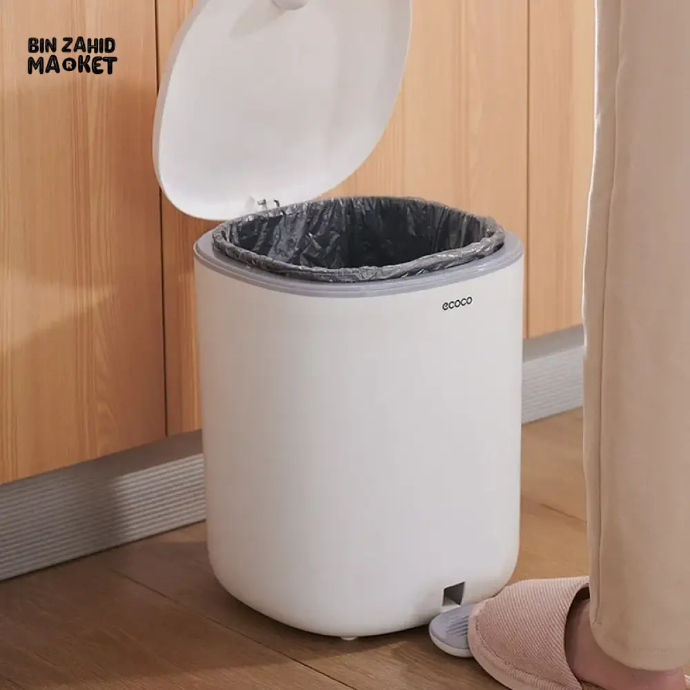 ECOCO FOOT-PEDAL TRASH CAN WITH LID 11L – LARGE-CAPACITY COVERED DUSTBIN FOR KITCHEN BATHROOM BEDROOM & LIVING ROOM