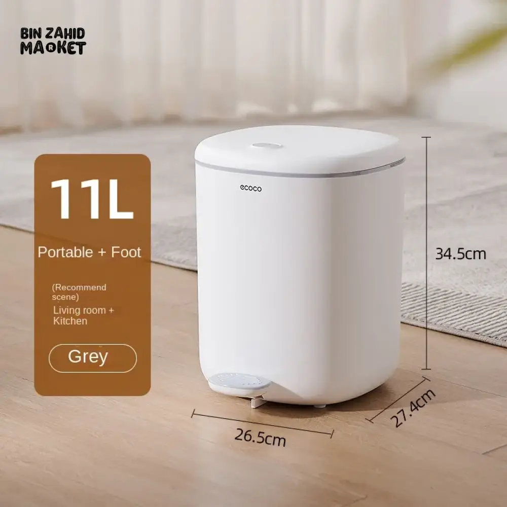 ECOCO FOOT-PEDAL TRASH CAN WITH LID 11L – LARGE-CAPACITY COVERED DUSTBIN FOR KITCHEN BATHROOM BEDROOM & LIVING ROOM - Image 8