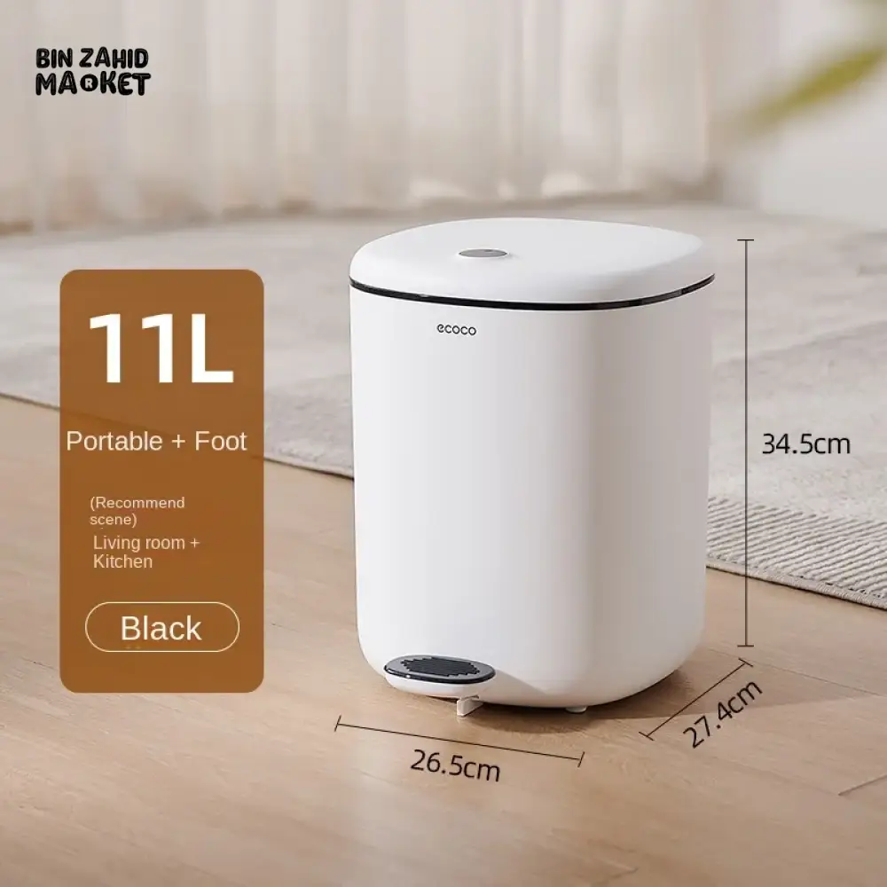 ECOCO FOOT-PEDAL TRASH CAN WITH LID 11L – LARGE-CAPACITY COVERED DUSTBIN FOR KITCHEN BATHROOM BEDROOM & LIVING ROOM - Image 9