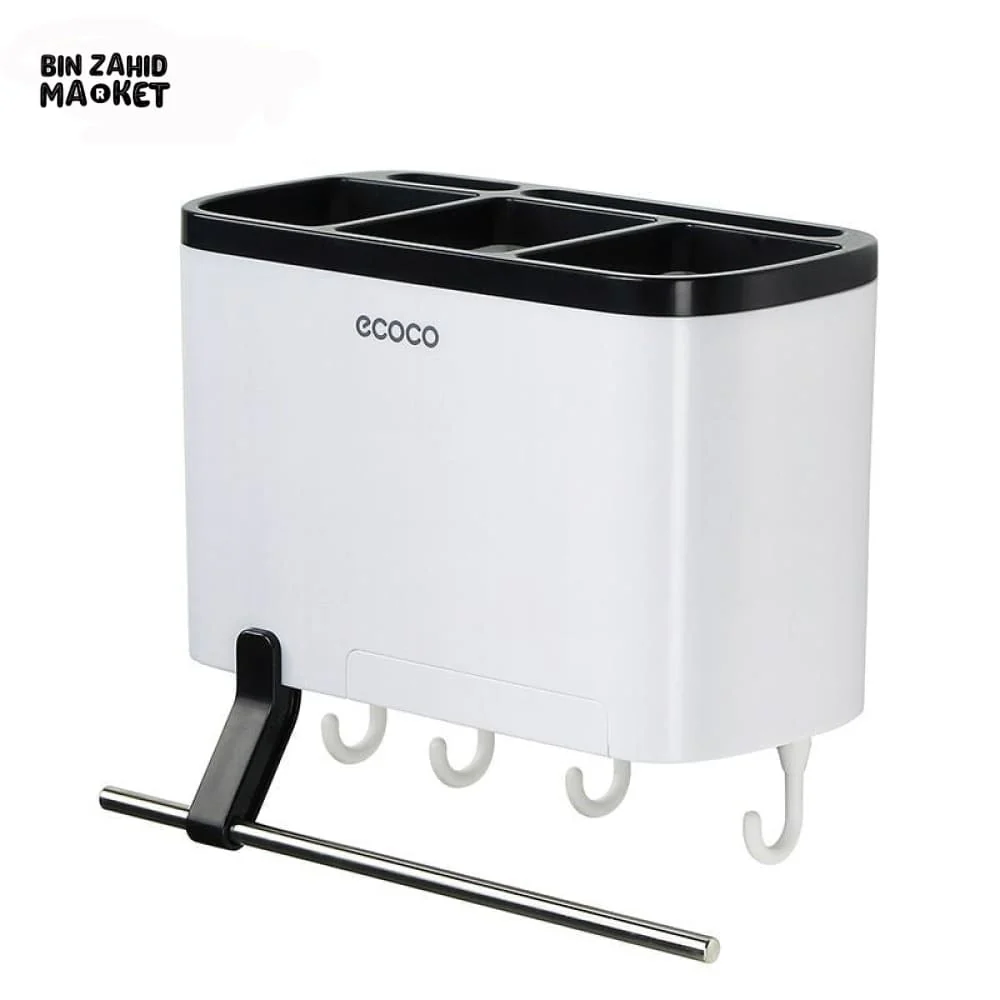 ECOCO MULTIFUNCTION KITCHEN ORGANIZER – ADHESIVE CHOPSTICK HOLDER KNIFE BLOCK RAG BAR SPOON & CUTLERY RACK DRAINING DESIGN - Image 5