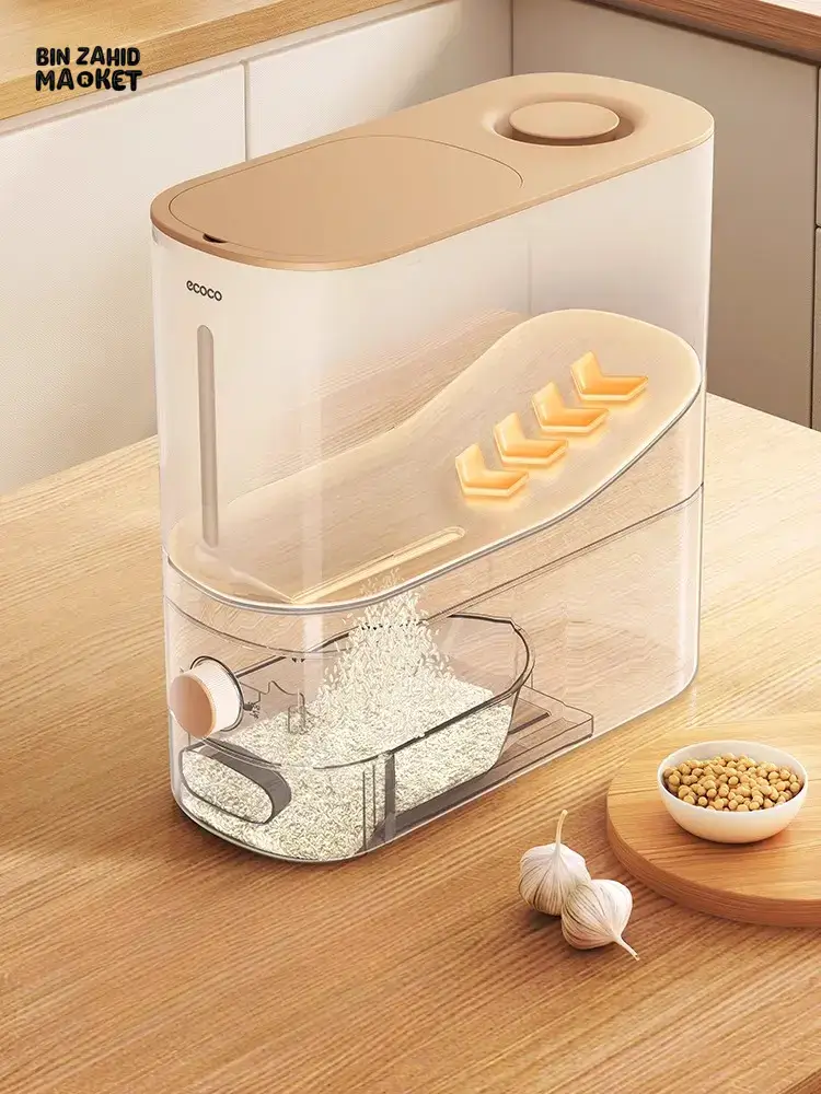ECOCO QUANTITATIVE RICE BUCKET – 10KG AIRTIGHT GRAIN STORAGE CONTAINER WITH DISPENSER - Image 4