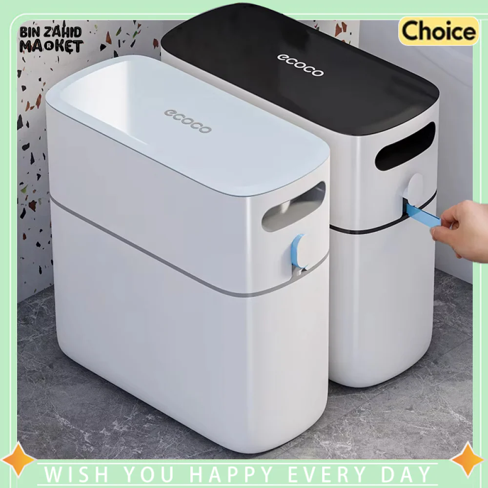 ECOCO SLIM NARROW TRASH CAN 12 LITRE – MODERN HOME & BATHROOM BIN - Image 5