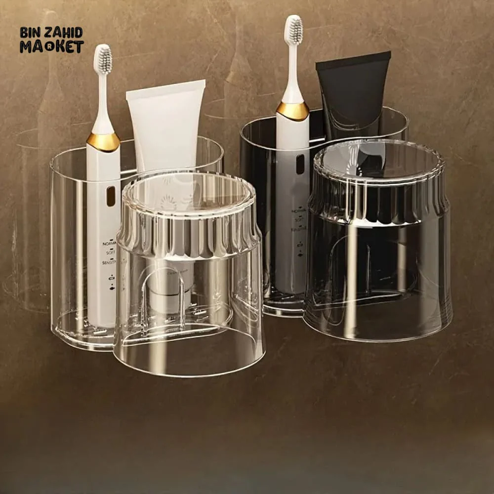 ECOCO WALL-MOUNTED TOOTHBRUSH HOLDER WITH GARGLE CUP – SPACE-SAVING BATHROOM ORGANIZER