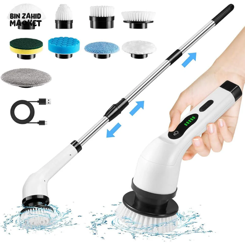 ELECTRIC SPIN SCRUBBER 9-IN-1 CORDLESS ROTATING CLEANING BRUSH FOR BATHROOM KITCHEN & TOILET CLEANING