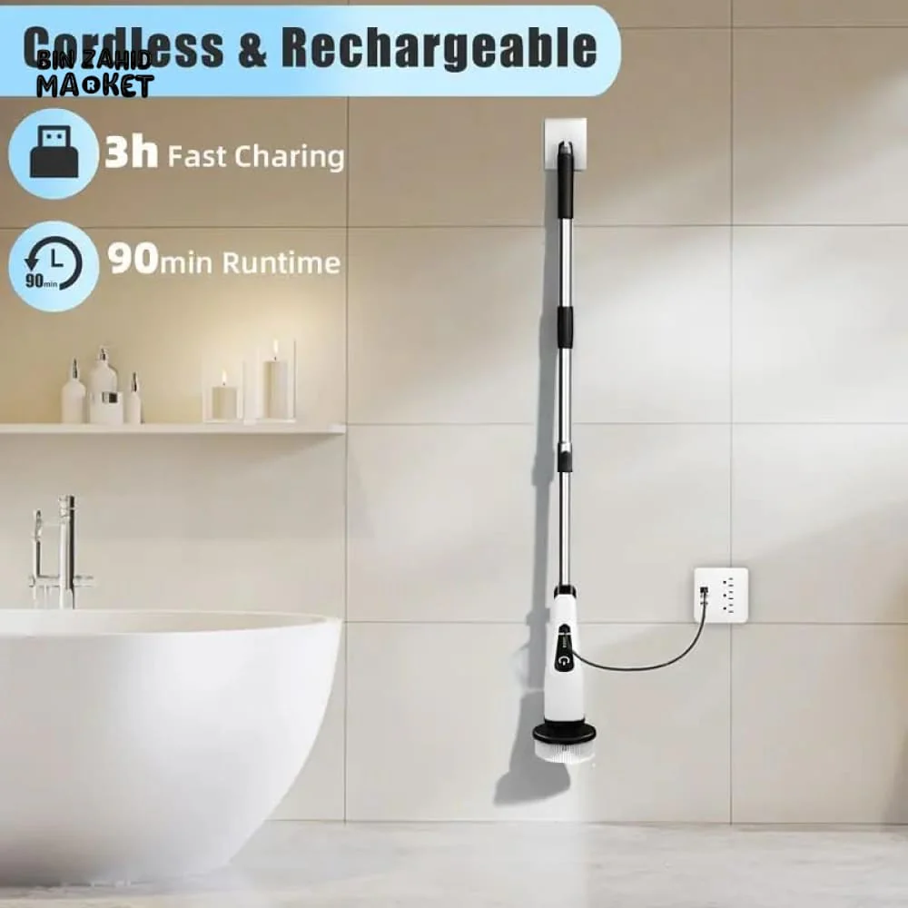 ELECTRIC SPIN SCRUBBER 9-IN-1 CORDLESS ROTATING CLEANING BRUSH FOR BATHROOM KITCHEN & TOILET CLEANING - Image 2