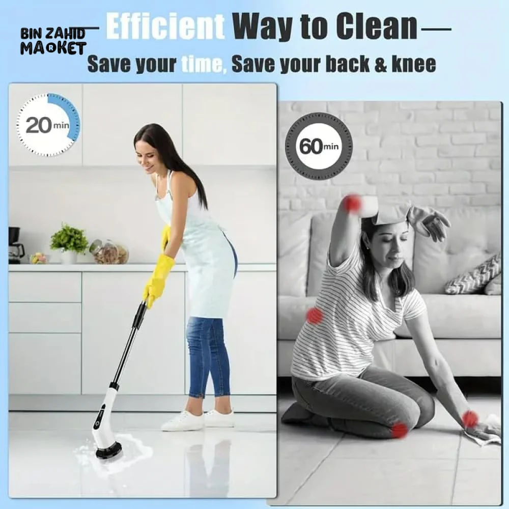 ELECTRIC SPIN SCRUBBER 9-IN-1 CORDLESS ROTATING CLEANING BRUSH FOR BATHROOM KITCHEN & TOILET CLEANING - Image 3