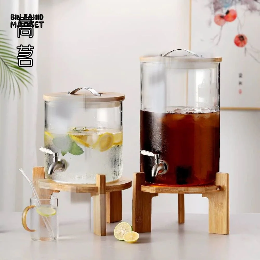 ELEGANT GLASS BEVERAGE DISPENSER JAR WITH LID - Image 2