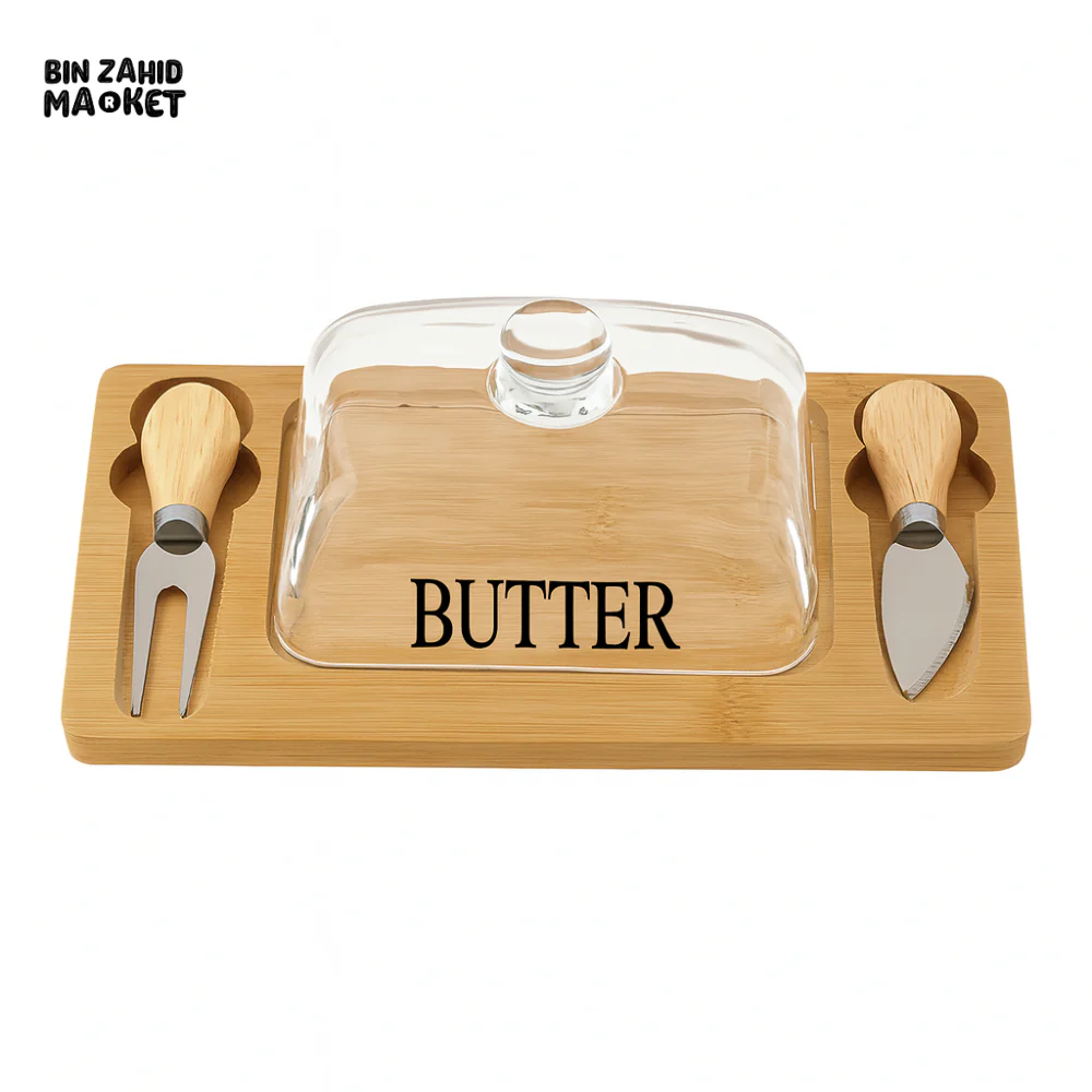 ELEGANT GLASS BUTTER KEEPER WITH DUAL KNIFE HOLDERS - Image 2