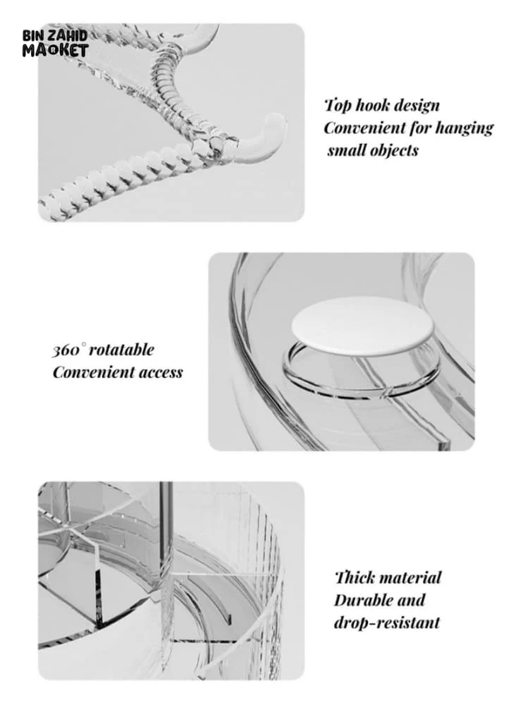 ELEGANT ROTATING COSMETIC STAND – MULTI-TIER MAKEUP HOLDER WITH CRYSTAL UMBRELLA TOP - Image 6