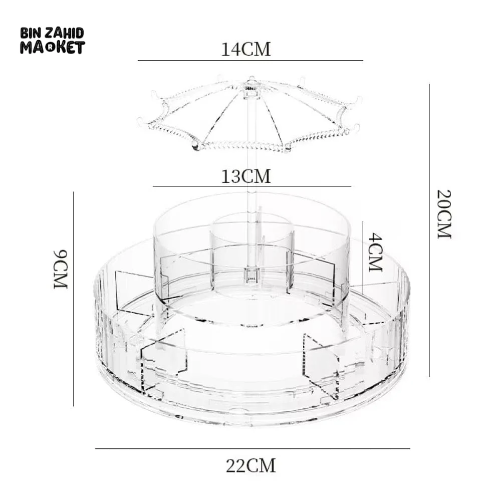 ELEGANT ROTATING COSMETIC STAND – MULTI-TIER MAKEUP HOLDER WITH CRYSTAL UMBRELLA TOP - Image 7