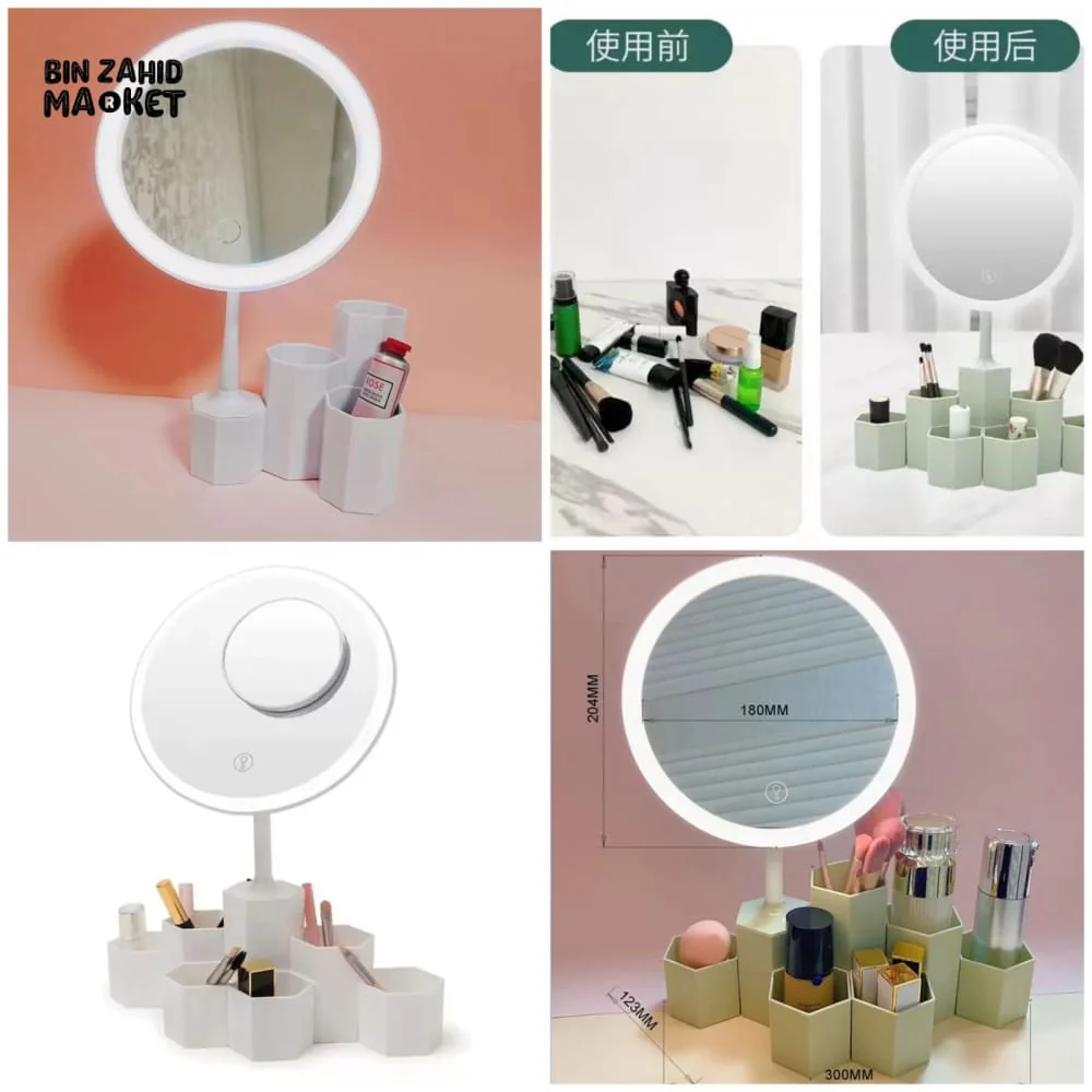 ELEGANT VANITY LED MIRROR & MULTI-COMPARTMENT COSMETIC ORGANIZER - Image 3