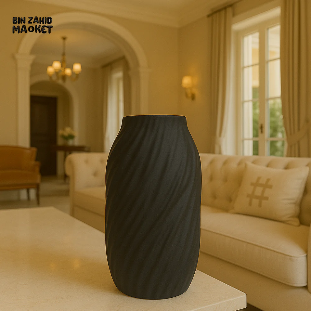 MATTE BLACK CERAMIC VASE FOR MODERN LUXURY INTERIORS