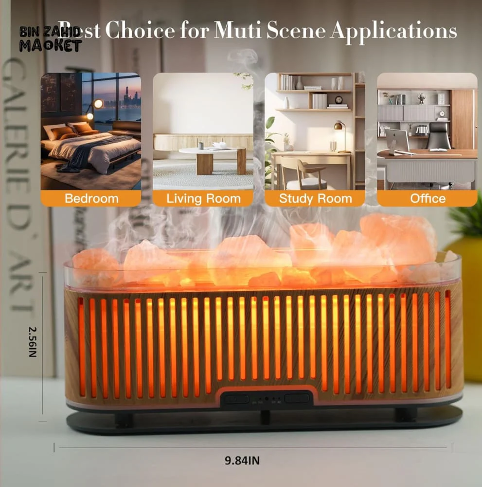 ESSENTIAL OIL DIFFUSER WITH SALT LAMP – QUIET HUMIDIFIER & LED LIGHTS - Image 6