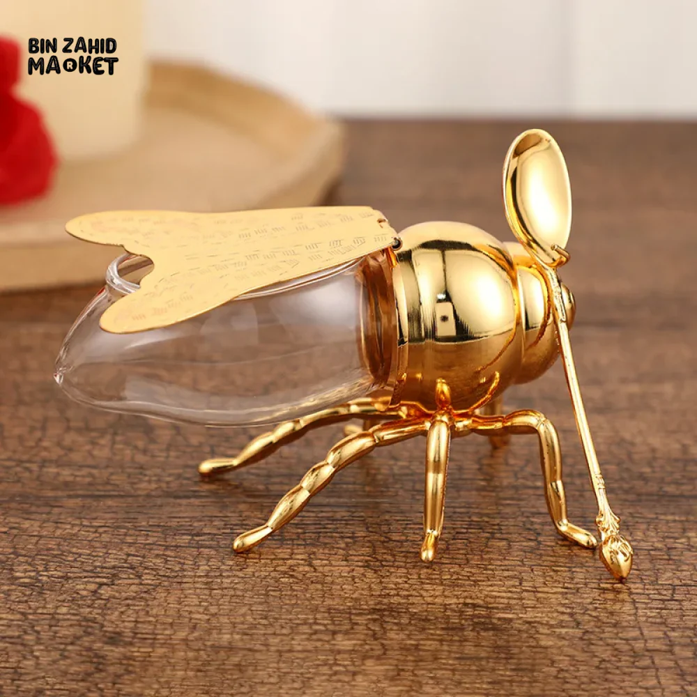 EUROPEAN CLASSICAL BEE DESIGN SUGAR CUP LUXURY GOLDEN SEASONING JAR WITH SPOON ELEGANT METAL KITCHEN DECOR - Image 3