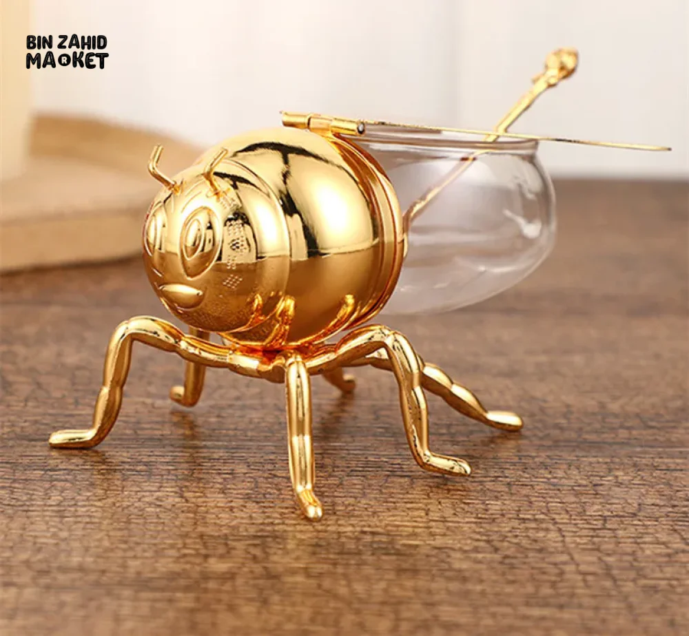 EUROPEAN CLASSICAL BEE DESIGN SUGAR CUP LUXURY GOLDEN SEASONING JAR WITH SPOON ELEGANT METAL KITCHEN DECOR - Image 4