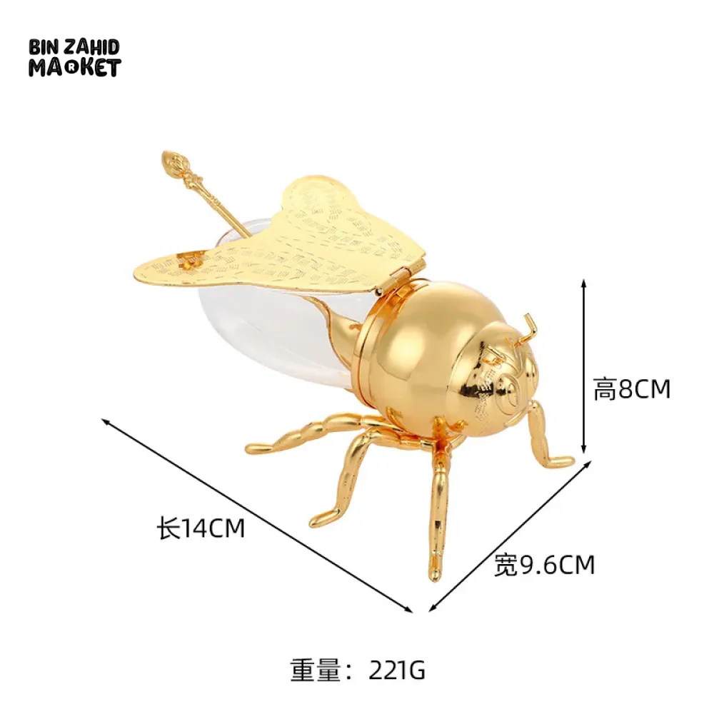 EUROPEAN CLASSICAL BEE DESIGN SUGAR CUP LUXURY GOLDEN SEASONING JAR WITH SPOON ELEGANT METAL KITCHEN DECOR - Image 5