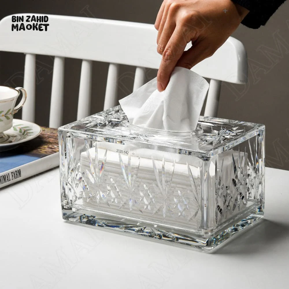 EUROPEAN HOLLOW ACRYLIC TISSUE BOX – MODERN DESKTOP NAPKIN HOLDER - Image 2