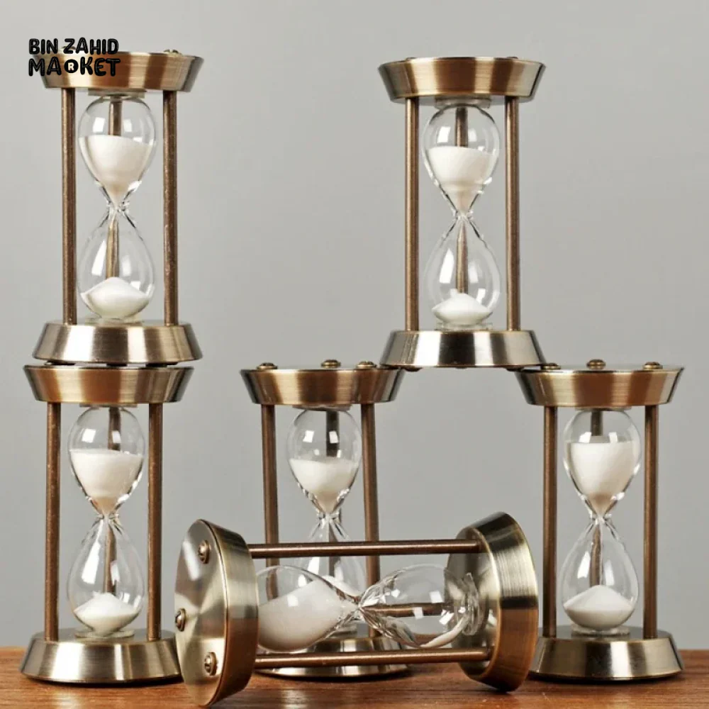 EUROPEAN RETRO EMPTY HOURGLASS SAND TIMER METAL SAND GLASS HOME OFFICE DECOR - Image 3