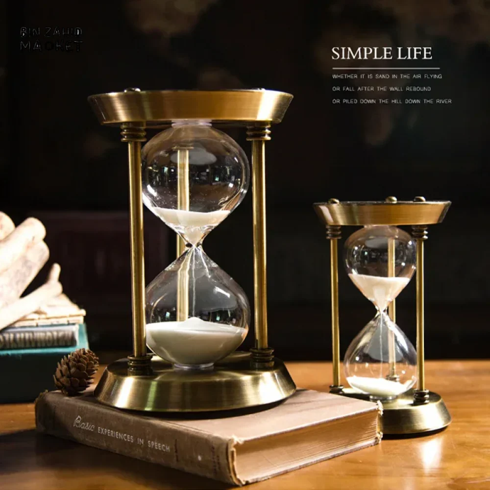 EUROPEAN RETRO EMPTY HOURGLASS SAND TIMER METAL SAND GLASS HOME OFFICE DECOR - Image 5