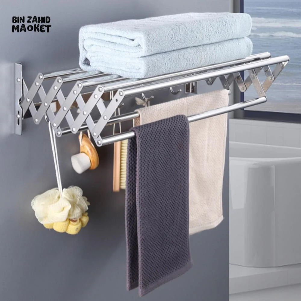 EXTENDABLE CLOTHES AIRER – WALL-MOUNTED FOLDABLE DRYING HANGER FOR BATHROOM & BALCONY