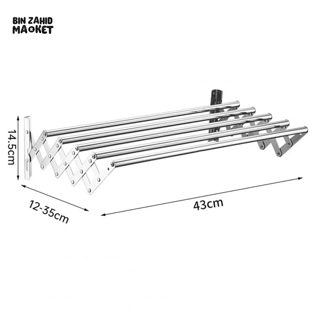 EXTENDABLE CLOTHES AIRER – WALL-MOUNTED FOLDABLE DRYING HANGER FOR BATHROOM & BALCONY - Image 7