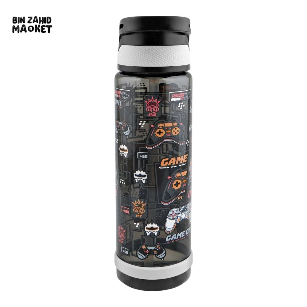 EYUN KIDS CARTOON FANCY WATER BOTTLE WITH HANDLE BLACK SB-10 750ML - Image 2