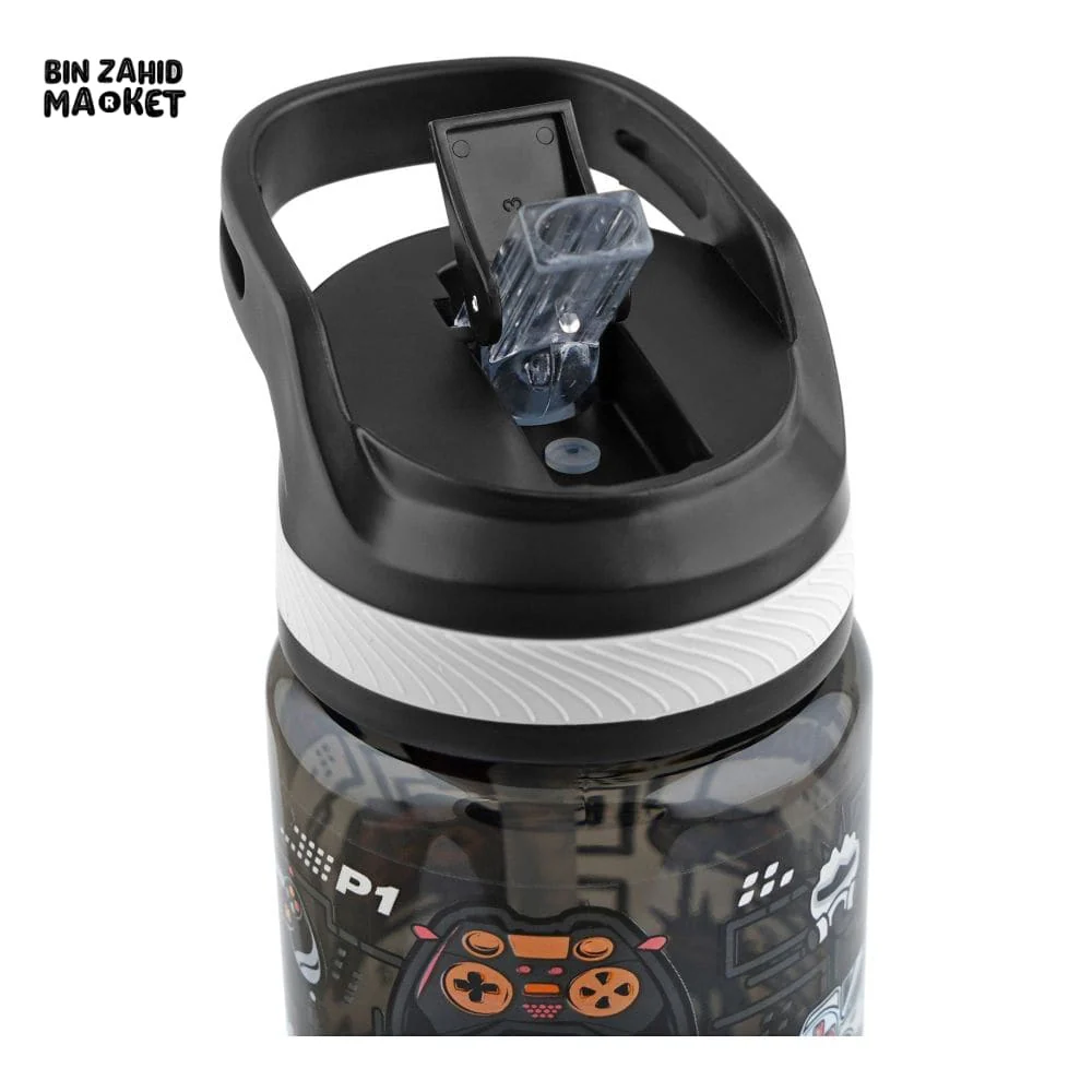 EYUN KIDS CARTOON FANCY WATER BOTTLE WITH HANDLE BLACK SB-10 750ML - Image 3