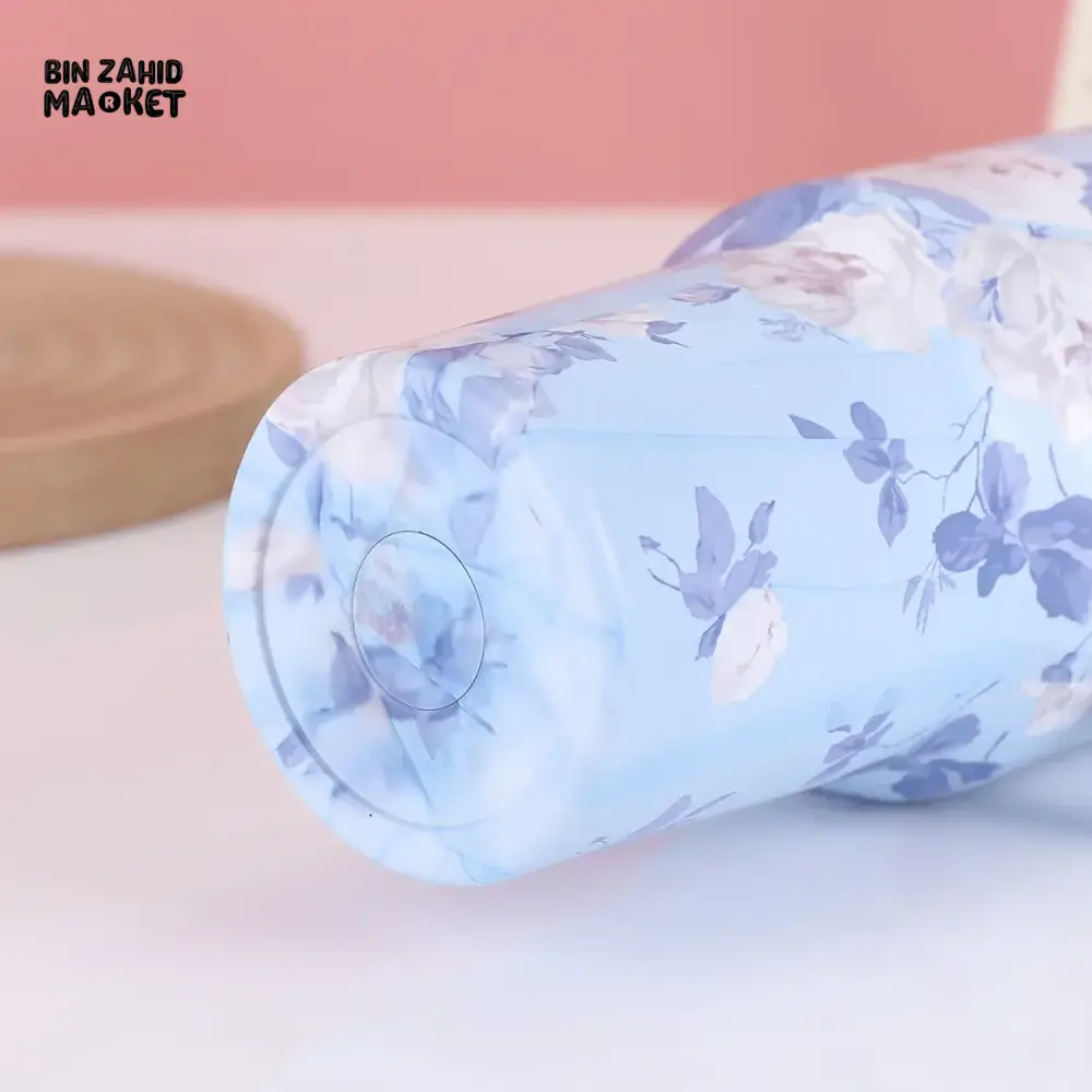 FLORAL LARGE CAPACITY TRAVEL TUMBLER 40 OZ– VACUUM INSULATED 304 STAINLESS STEEL WATER BOTTLE PORTABLE ICE KING CAR CUP FOR HOT & COLD BEVERAGES  - BLUE - Image 10