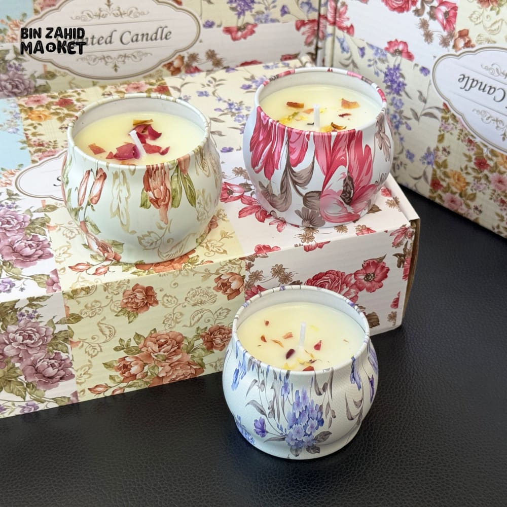 FLORAL SCENTED CANDLE IN TIN JAR WITH LID 12 PIECES BOX – LUXURY HOME FRAGRANCE DECOR - Image 4