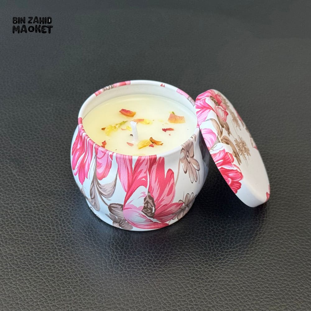 FLORAL SCENTED CANDLE IN TIN JAR WITH LID 12 PIECES BOX – LUXURY HOME FRAGRANCE DECOR - Image 5