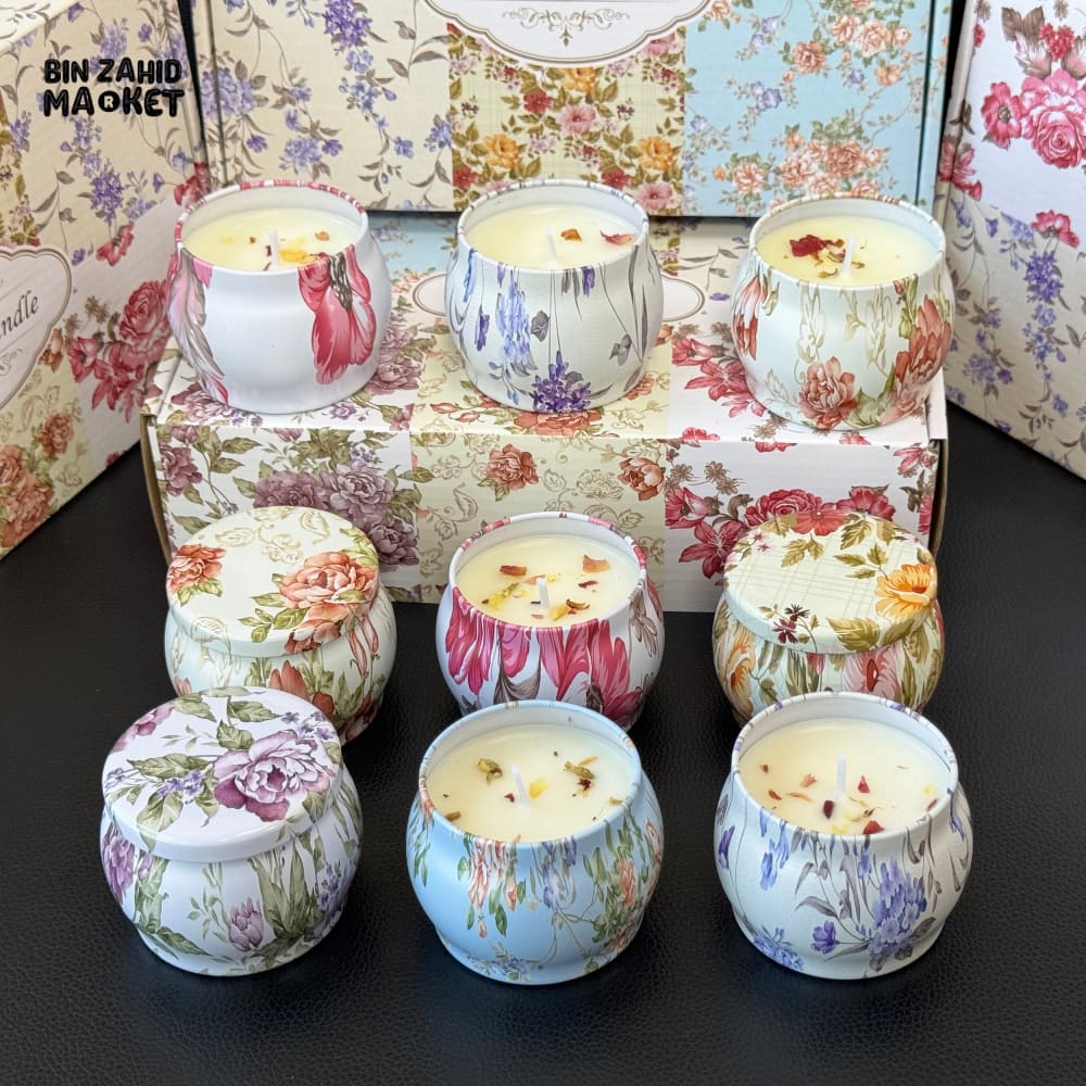FLORAL SCENTED CANDLE IN TIN JAR WITH LID 12 PIECES BOX – LUXURY HOME FRAGRANCE DECOR - Image 6
