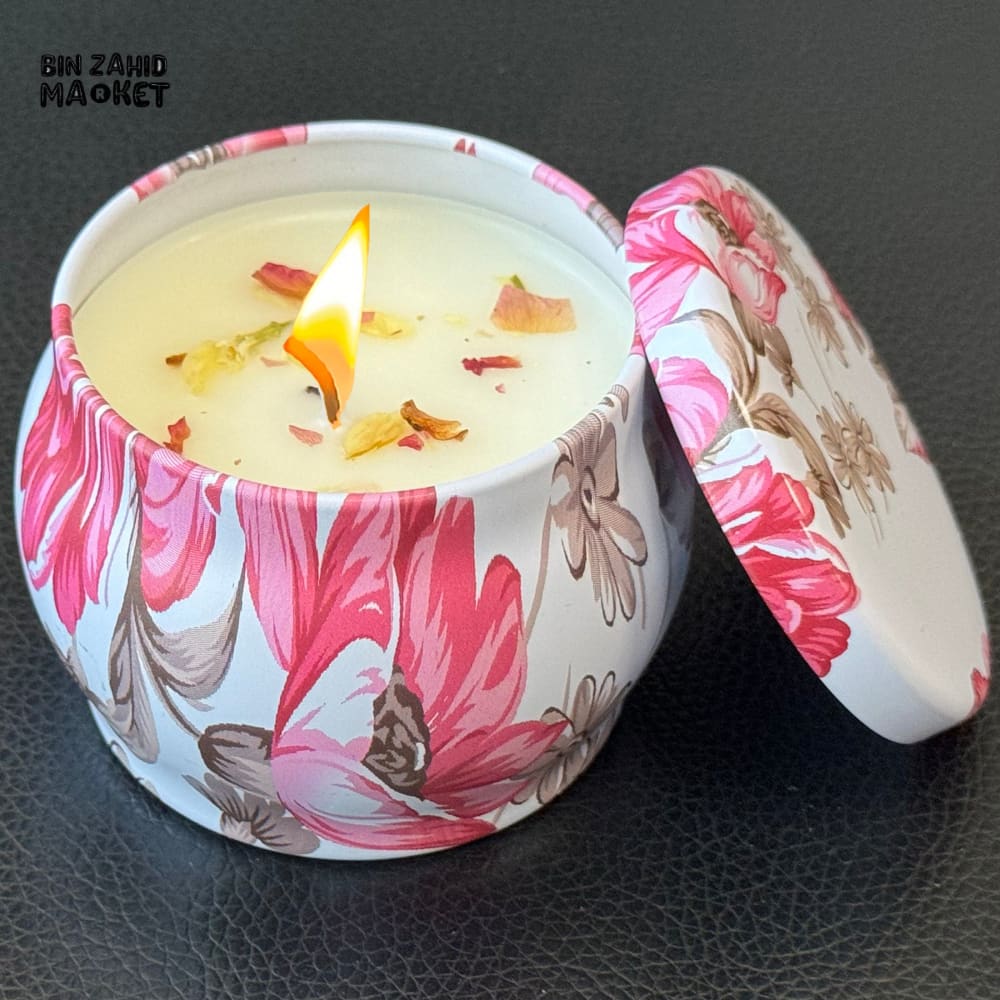 FLORAL SCENTED CANDLE IN TIN JAR WITH LID 12 PIECES BOX – LUXURY HOME FRAGRANCE DECOR - Image 7