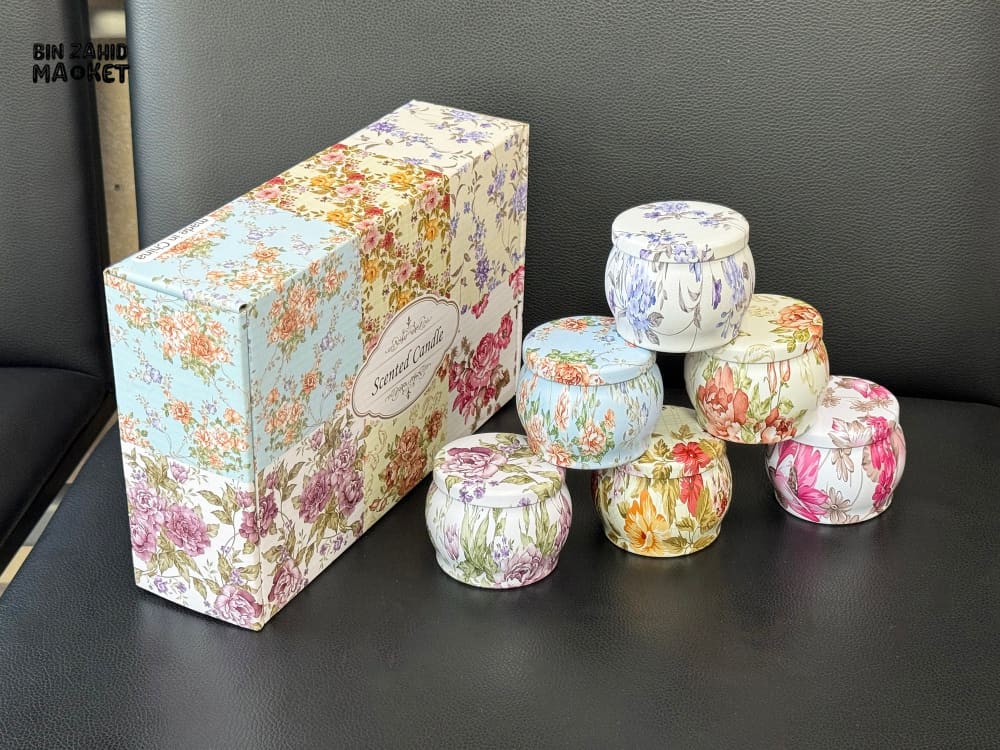FLORAL SCENTED CANDLE IN TIN JAR WITH LID 12 PIECES BOX – LUXURY HOME FRAGRANCE DECOR - Image 8