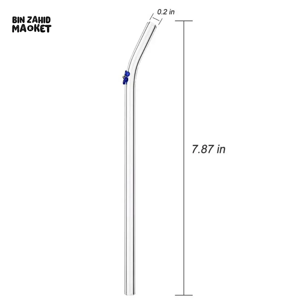 FLOWER GLASS STRAWS 4 PIECES REUSABLE TRANSPARENT STRAIGHT & BEND STRAWS FOR SMOOTHIES & COCKTAILS ECO-FRIENDLY DRINKING STRAW BAR TOOL - Image 14