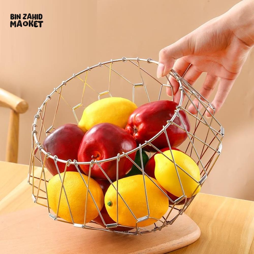 FOLDABLE IRON WIRE FRUIT BOWL – LARGE-CAPACITY SCALABLE DESKTOP STORAGE BASKET HOLLOW DESIGN - Image 11