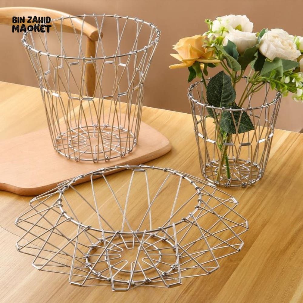 FOLDABLE IRON WIRE FRUIT BOWL – LARGE-CAPACITY SCALABLE DESKTOP STORAGE BASKET HOLLOW DESIGN - Image 7