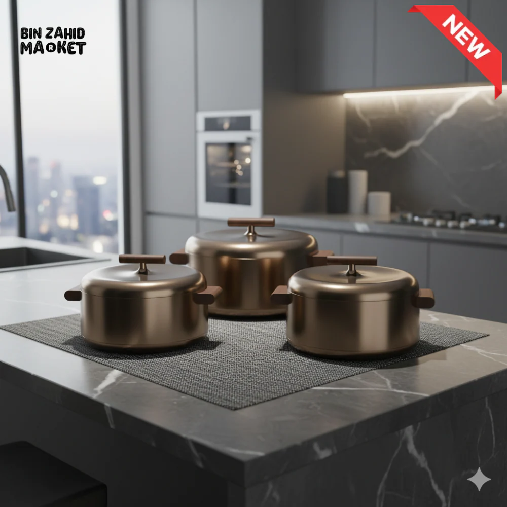 FORVEVER GOLD LUXURIOUS 3 PIECES HOT POT SET - BRONZE - Image 2