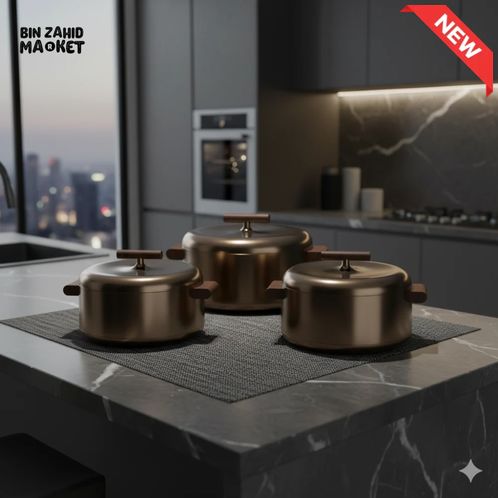FORVEVER GOLD LUXURIOUS 3 PIECES HOT POT SET - BRONZE - Image 3