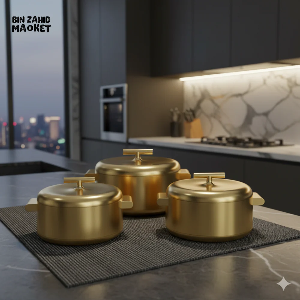 FORVEVER GOLD LUXURIOUS 3 PIECES HOT POT SET - GOLD - Image 2