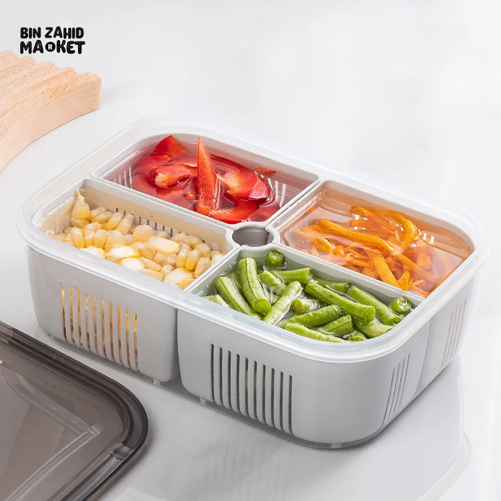 FRIDGE ORGANIZER, DIVIDED VEGETABLE & MEAT BOX, FOOD-GRADE, MICROWAVEABLE. - Image 5